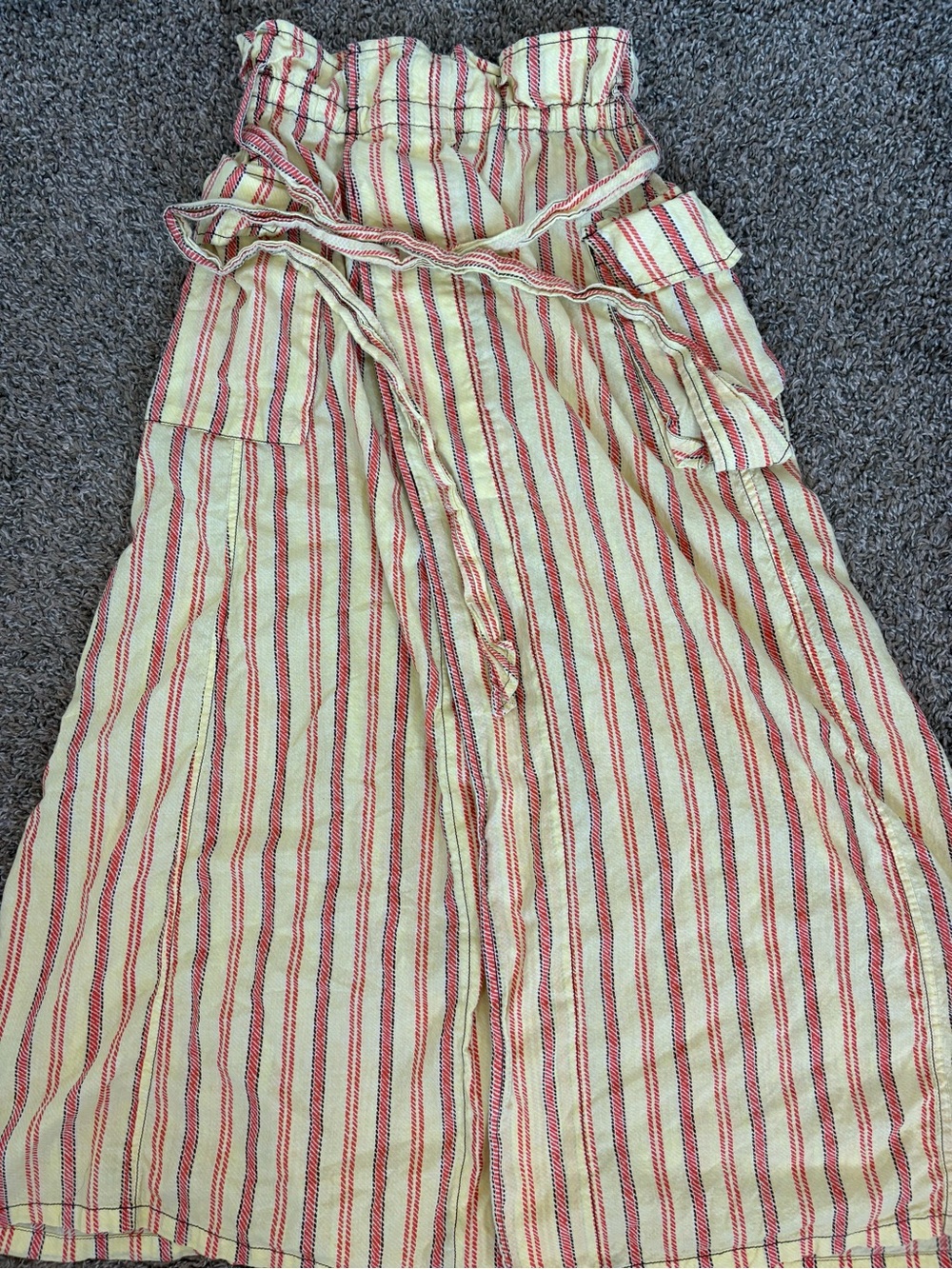 Free People One Natalia Striped Midi Skirt Yellow Rise Tie Waist small - Picture 3 of 7